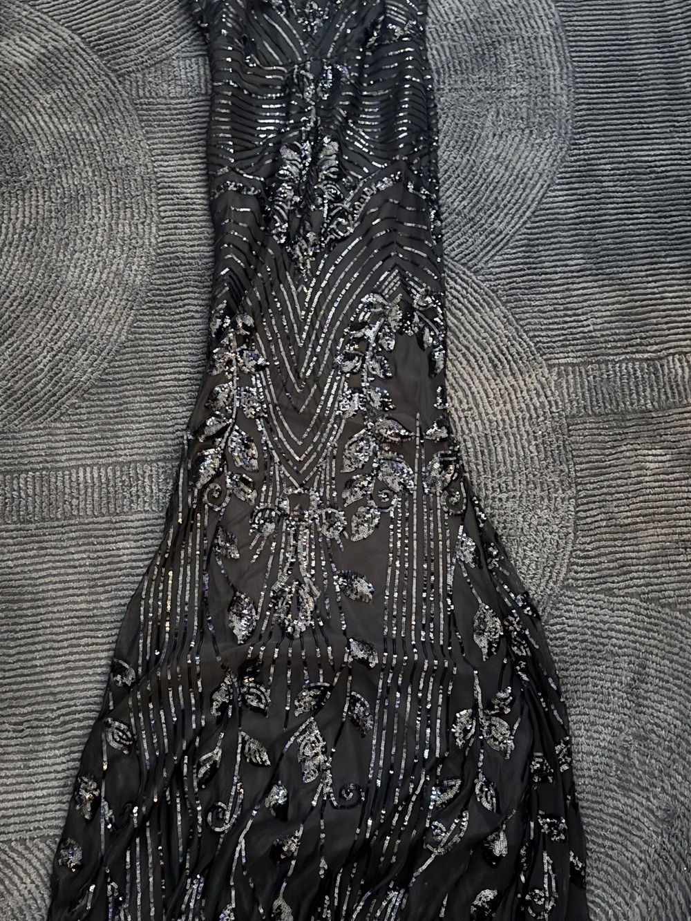 Elegant Black Beaded Evening Gown